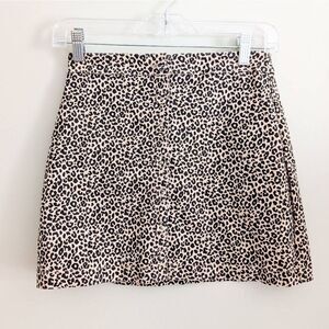 Forever 21 Button Front Leopard Print Mini Skirt